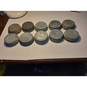 Vintage Zinc Canning Jar Lids w/ White Porcelains Used Good Clean Unbroken BX2